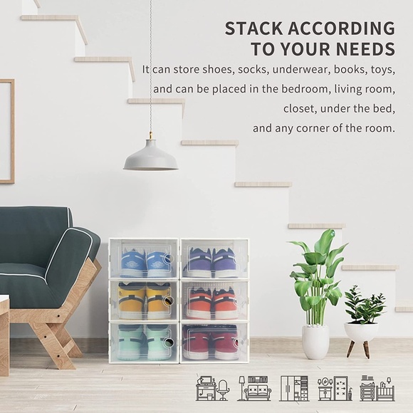 15  Pack Stackable Shoe Organizer Front Opening Lids, Ventilation & Dust-Proof - Picture 4 of 9